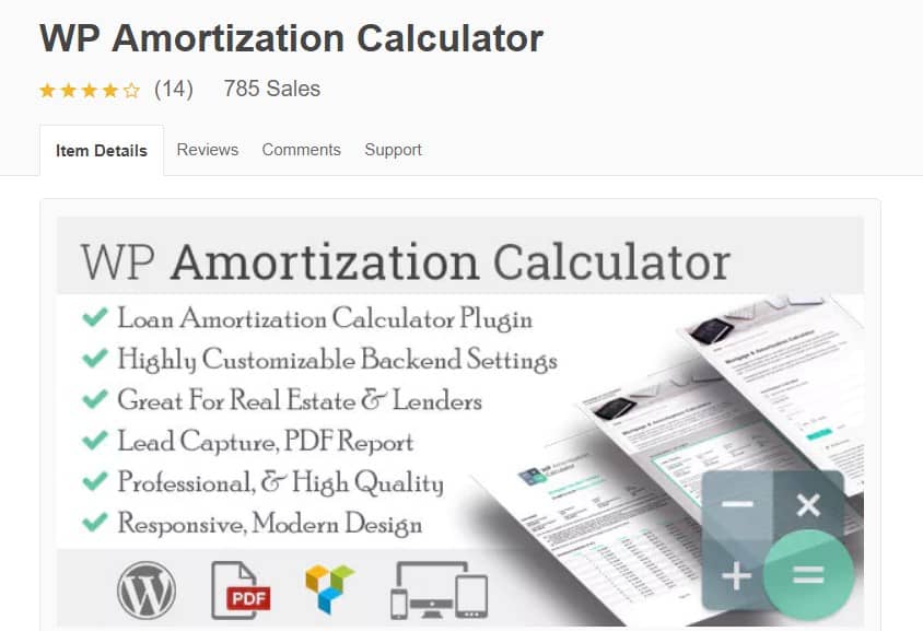 wp amortization calculator WordPress real estate plugin