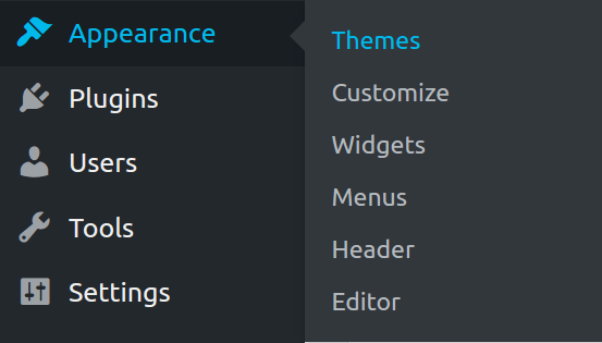 Appearance-> Themes section in WordPress admin area