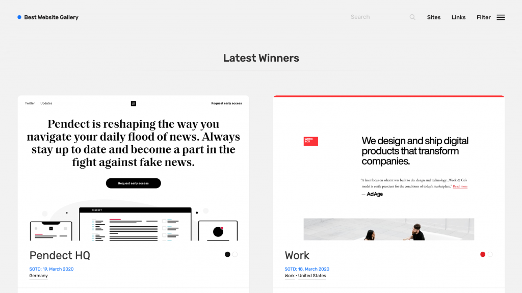 Best Website Gallery để tìm ý tưởng thiết kế web