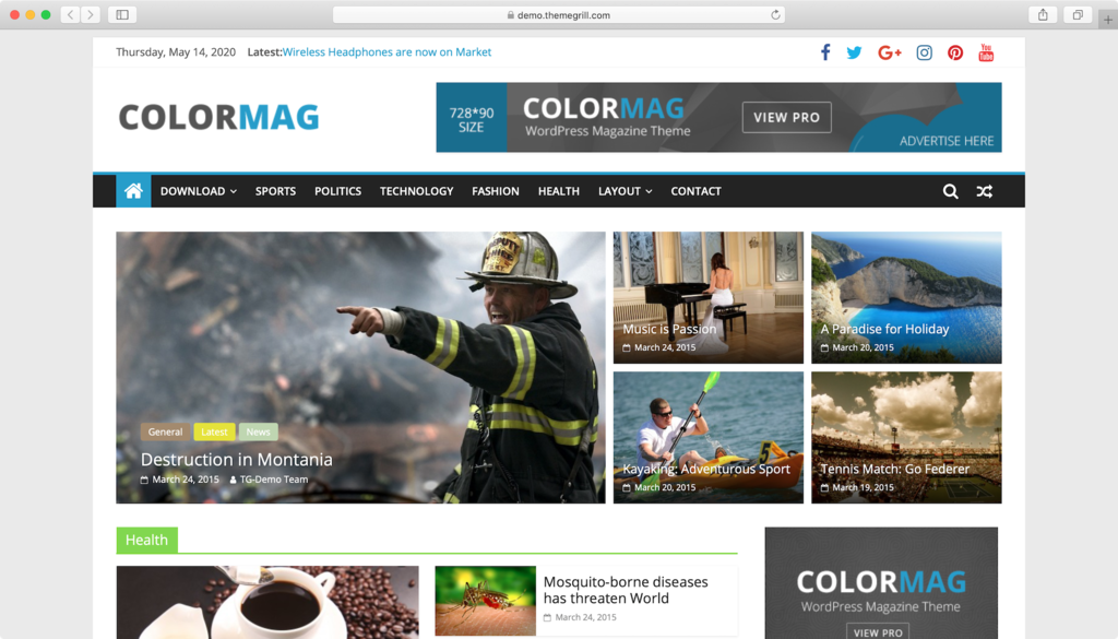 WordPress theme free ColorMag 