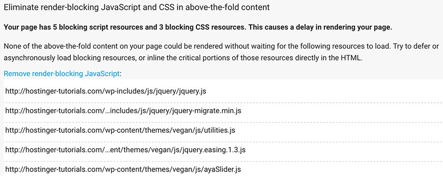 Eliminate ender blocking javascript css above the fold