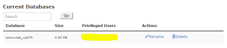 This database has no user added.