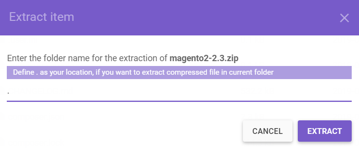 extract magento compressed file trong file manager