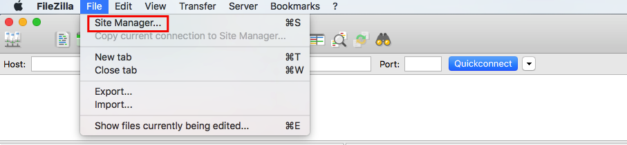 FileZilla File Manager Button