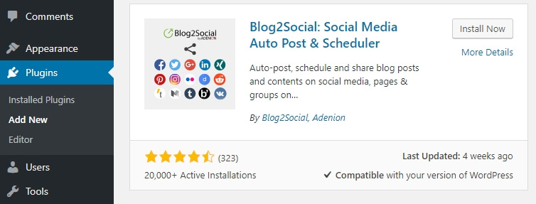 Cài đặt plugin Blog2Social.