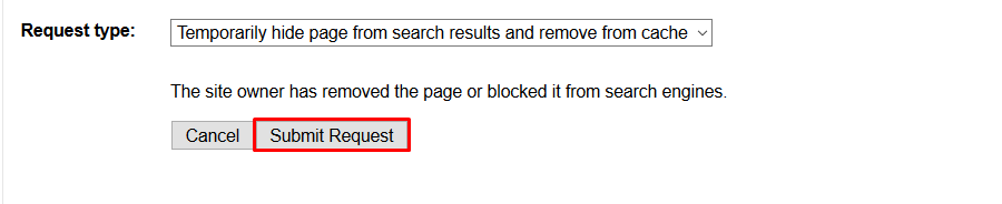 Google Search Console Submit Removal Request
