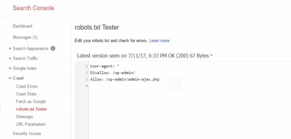 search console tester robots