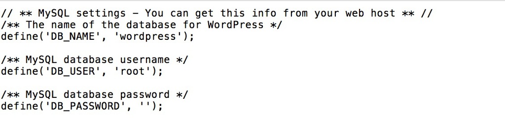 cấu hình file wp-sample-config để cài WordPress trên localhost