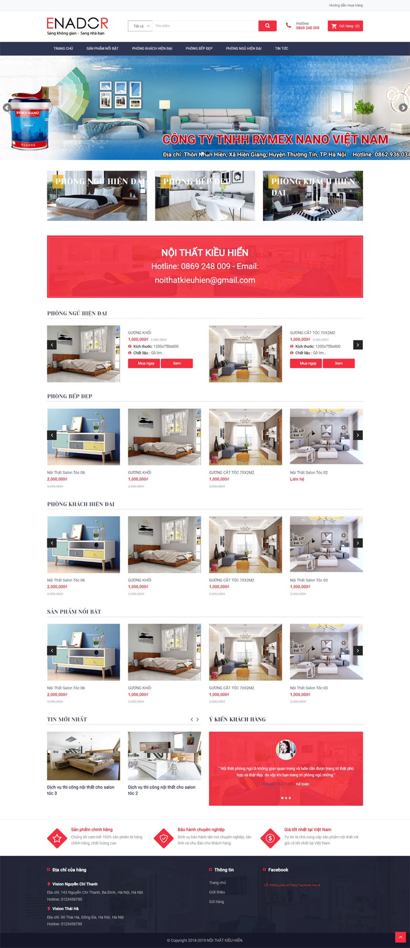 Mẫu website bán hàng nội thất vision